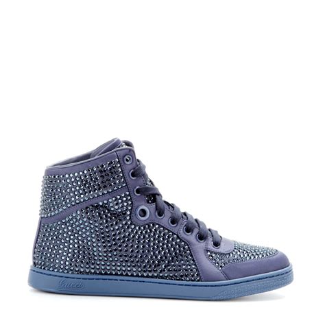 gucci blue sneakera|Gucci crystal studded sneakers.